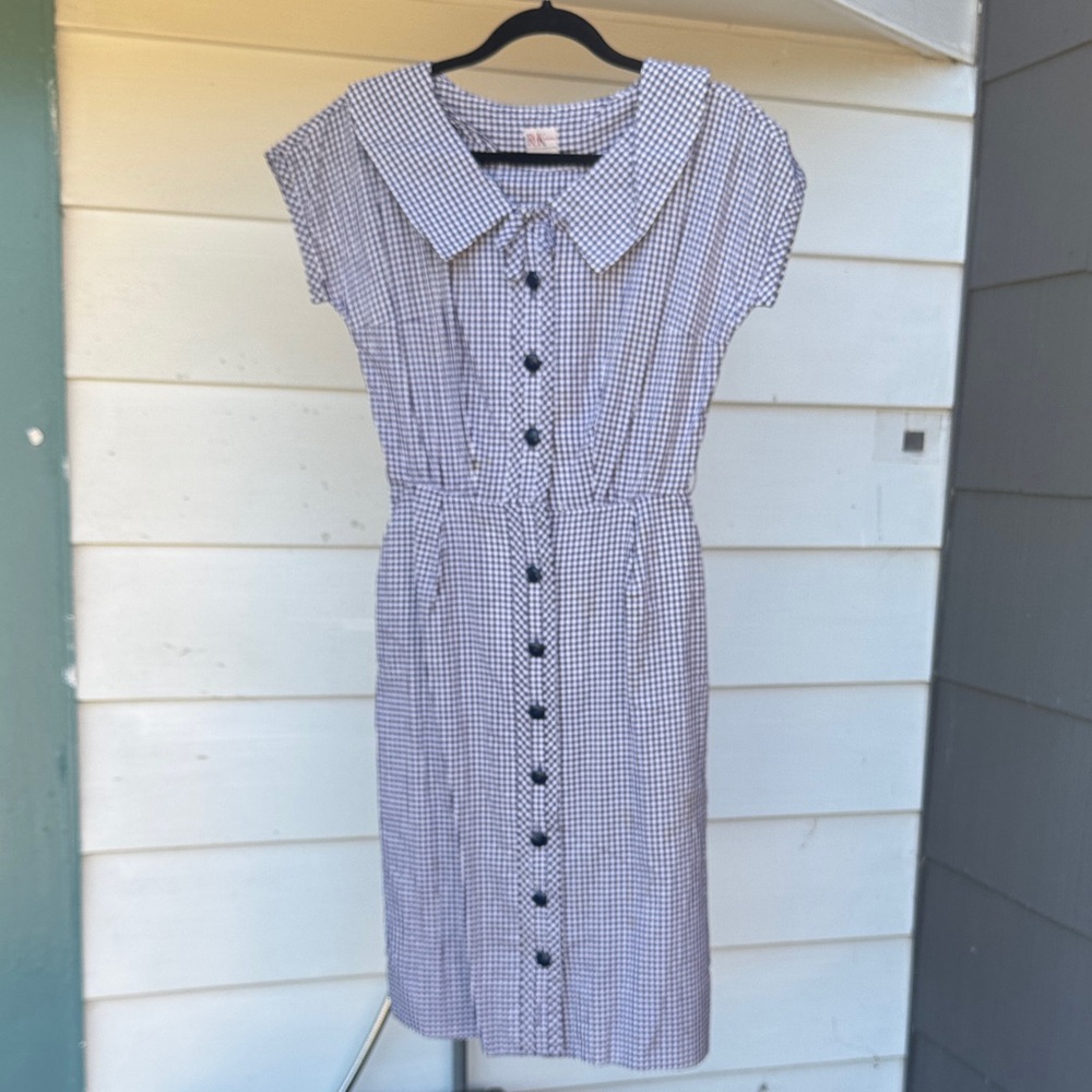 Classic Navy and White Gingham Dress